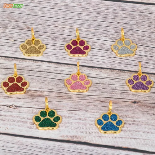 Vista 3 de Etiqueta para perro con grabado personalizado hasta 5 líneas de contenido para el nombre e información de tu mascota, bonita etiqueta de Azul