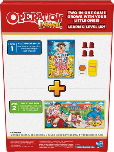 Vista 2 de Hasbro Gaming Juego de mesa Operation Junior Juego de operación para niños pequeños Edades de 3 años en adelante 2 a 4 jugadores