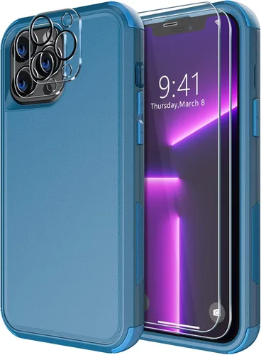 Vista 39 de Diverbox Funda para iPhone 15 Plus [a prueba de golpes] [a prueba de caídas] [protector de pantalla de vidrio templado], funda de protección