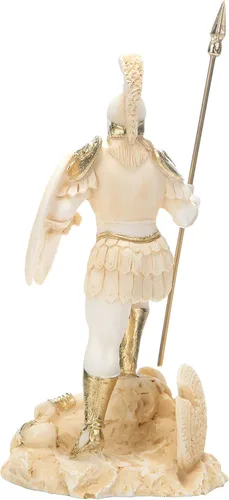 Vista 6 de Ares Mars God War Zeus Son Estatua Romana Alabastro Tono Dorado 5.5 Pulgadas