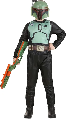 Vista 2 de Star Wars Boba Fett - Disfraz oficial de Halloween para jóvenes, overol estampado con máscara de plástico