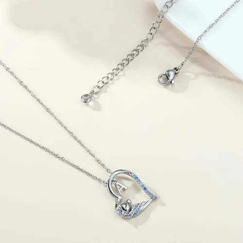 Vista 6 de Anoup Collar con inicial de unicornio, chapado en oro de 14 quilates, hipoalergénico con circonita cúbica, colgante de diamante simulado, joyería