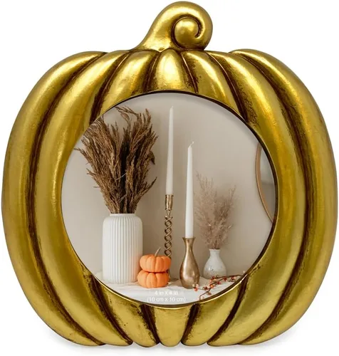 Vista 2 de Isaac Jacobs - Marco de fotos en forma de calabaza de 4 x 4 para decoración de Halloween u otoño, mesa de fotos y exhibición de pared para colgar