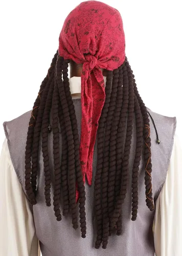 Vista 7 de Disney Jack Sparrow Costume Pirate Scarf with Attached Dreadlocks