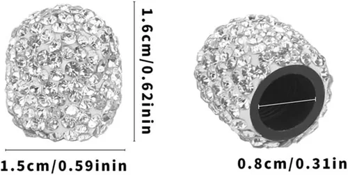 Vista 3 de 4 tapas de vástago de válvula de cristal con diamantes de imitación, accesorios exteriores de automóvil, cubiertas herméticas para vástagos