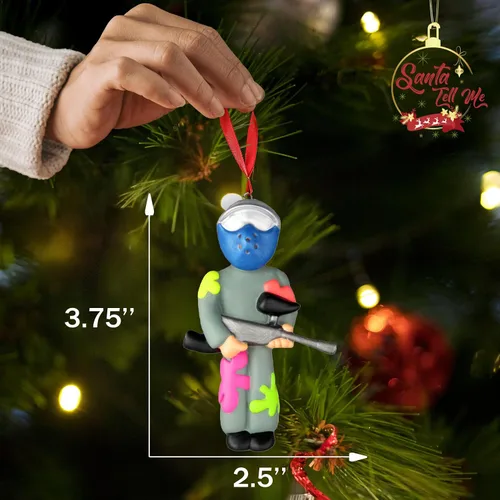 Vista 3 de Paintball - Adorno de Navidad 2025, regalo personalizado de paintball para adolescentes, adultos o niños, adorno navideño divertido personalizado