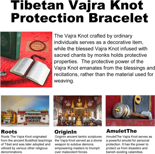 Vista 3 de Auténtica pulsera de nudo Dorje bendecida hecha a mano por monjes tibetanos con protección y talismán para mujeres y hombres