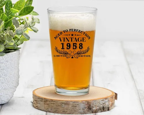 Vista 3 de Vaso de cerveza vintage de 1958 63 cumpleaños de 16 onzas para hombres, regalos de cumpleaños para hombre, mujer, amigo, cumple 63 años, feliz