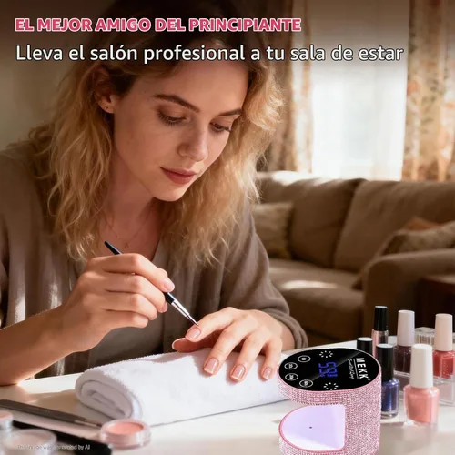 Vista 8 de MEKK 24W inalámbrico mini UV LED Flash Cure lámpara de uñas, luz UV para Diamantes de imitación de color rosa.