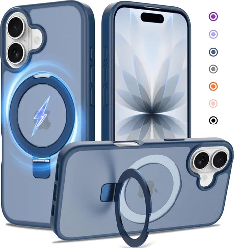 Vista 31 de Funda con soporte ultra magnético para iPhone 15 Pro [protección militar contra caídas] [compatible con MagSafe] a prueba de golpes, translúcida