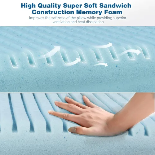 Vista 2 de MASTERY MART Almohada firme para un sueño profundo: espuma viscoelástica refrescante, altura ajustable, tamaño estándar, ideal para personas que