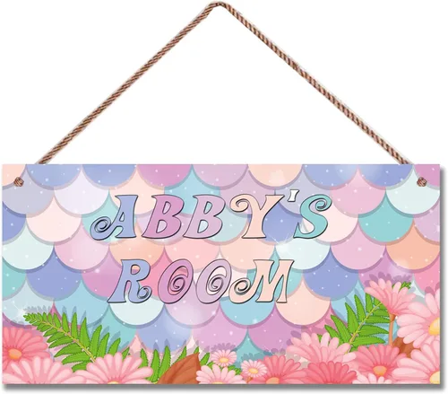 Vista 12 de Letrero de dinosaurio personalizado, bonito arte de dibujos animados para habitación de niños, decoración de pared de puerta, placa de arte floral