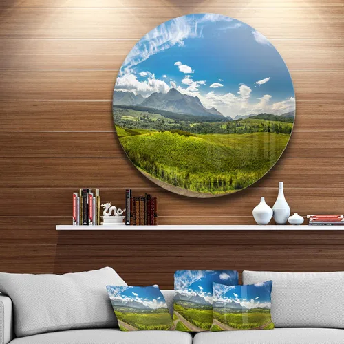 Vista 2 de Designart Scottish Highlands Panoramic View Paisaje Metal Wall Art Disco de 11, 11 x 11, azul
