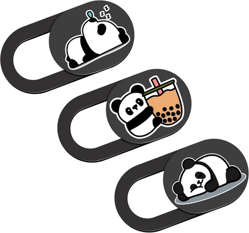 Vista 14 de Funda deslizante para cámara de laptop, 0.02 pulgadas, ultradelgada, linda con diseño de panda, para MacBook Pro, laptops, smartphone, Mac, PC Negro