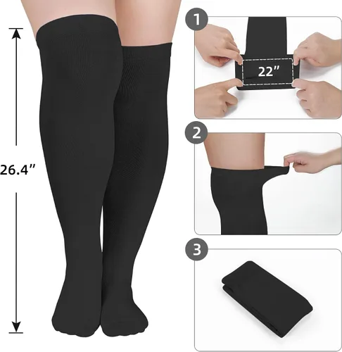 Vista 2 de Zando Medias altas hasta el muslo para mujer de talla grande calcetines de tubo delgado medias largas deportivas calentadores de piernas casuales a