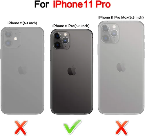 Vista 2 de HianDier Funda para iPhone 11 Pro con tarjetero para mujeres y hombres, funda protectora de piel sintética con función atril, cierre magnético, a