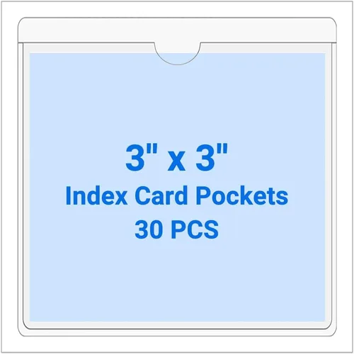 Vista 137 de 30 PCS Clear Self Adhesive Plastic Label Pockets, Top Loading Business & Library Index Card Holders, Peel and Stick Sleeves for Storage Bins, Totes