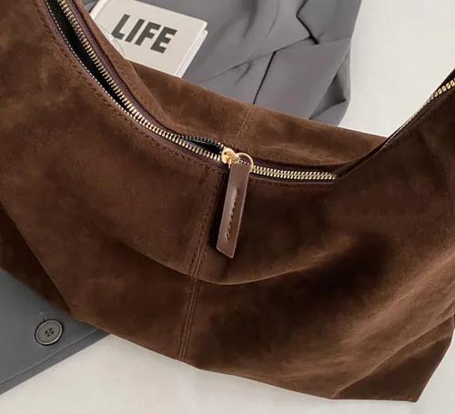 Vista 7 de Bolsas de hombro de gamuza holgada para mujer, bolso de mano para mujer, bolso de mano para mujer, bolso de trabajo, bolso de media luna, bolso