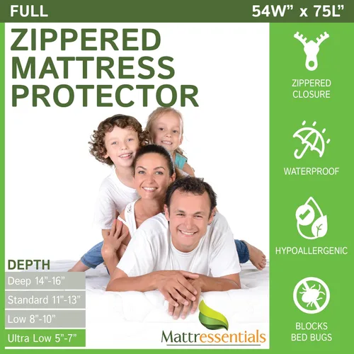 Vista 14 de Protector de colchón individual con cremallera (5 a 7 pulgadas de profundidad), funda de colchón impermeable para chinches de cama, funda