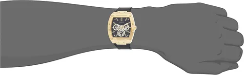 Vista 4 de GUESS US Men's Black and Gold-Tone Square Multifunction Watch, one
