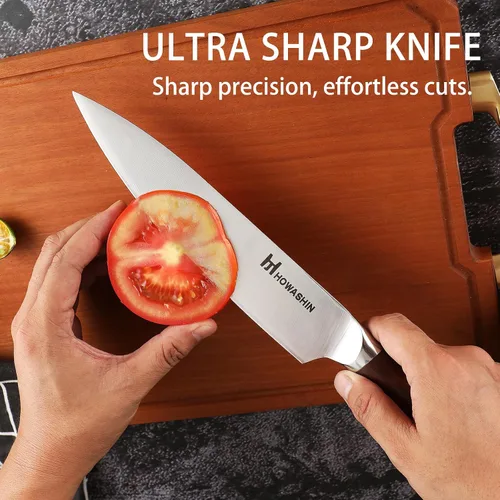 Vista 101 de Cuchillo de chef de 6 pulgadas, cuchillos de cocina, deshuesado de acero inoxidable alemán de alto carbono, cuchillo profesional para carne, aves