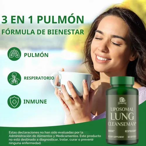 Vista 8 de Suplemento Liposomal Lung Cleansemax con Extracto de Hoja de Gordolobo, Extracto de Fruta de Saúco, Quercetina + 13 Hierbas y Vitaminas, Absorción
