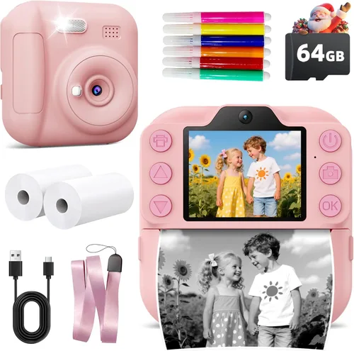 Vista 9 de Cámara de Impresión Instantánea para Niños, Juguetes para Niños Pequeños Cámara Digital de Impresión Instantánea para Edades de 3 a 12 años, Regalos