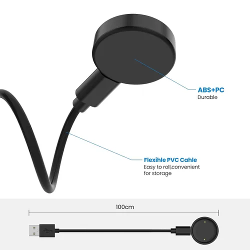 Vista 6 de Diseñado para Amazfit Bip 6 / Active 2, cable de carga cuadrado Active 2 de 3.3 pies, cable USB C de repuesto portátil, reloj inteligente tipo C