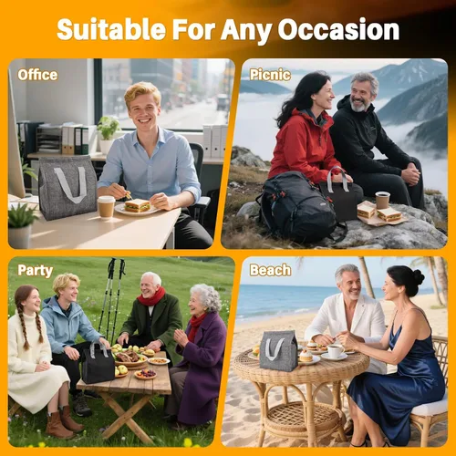 Vista 7 de Rainflow - Bolsa de almuerzo térmica para viajes de oficina Insulated Lunch Bag Keeps Food Hot Or Cold, Waterproof Reusable Carrier For Work