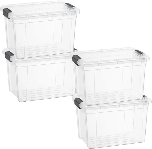 Vista 25 de Superio Caja de almacenamiento transparente con tapa, contenedores de plástico de 2.3 cuartos para organizar, cajas apilables, sin BPA, no tóxico