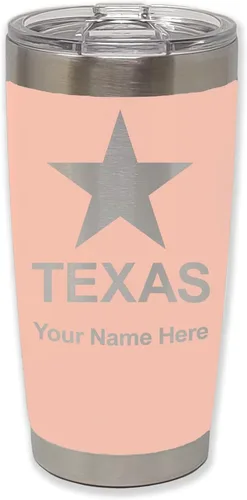 Vista 31 de LaserGram Vaso aislado al vacío de 20 onzas, bandera de Texas, grabado personalizado incluido (negro)