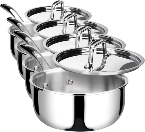 Vista 8 de Duxtop Cacerola Whole-Clad Tri-Capa de Acero Inoxidable con Tapa, 1.6 Cuartos, Utensilios de Cocina para Inducción