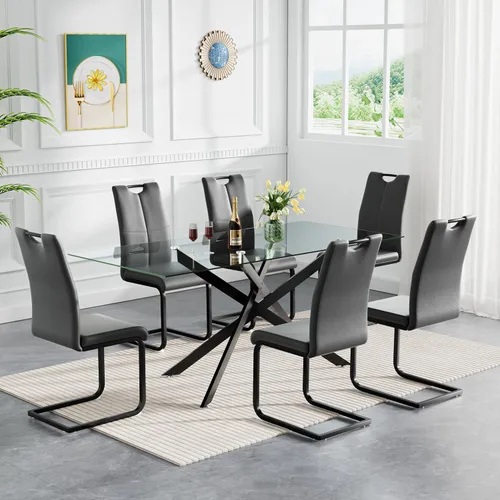 Vista 92 de HomVent Juego de mesa de comedor redonda de vidrio de 3 piezas, juego de mesa de cocina de vidrio redondo para 2 personas con 2 sillas de comedor