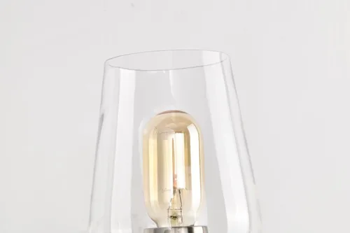 Vista 4 de Edvivi Lámpara de tocador de baño de 1 luz, níquel cepillado moderno con pantalla de vidrio transparente, apliques de pared para espejos, Latón