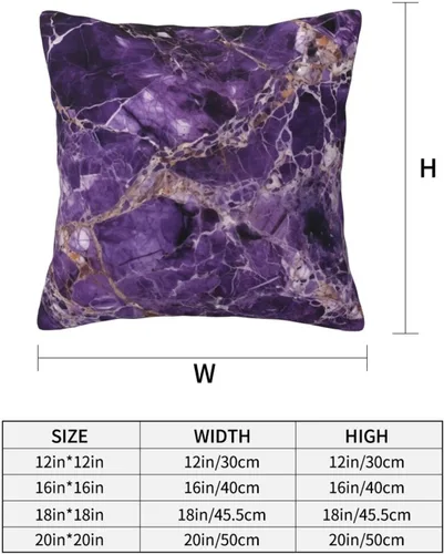 Vista 4 de Fundas de almohada con estampado de mármol morado, fundas de almohada suaves, fundas de almohada cuadradas, fundas de cojín decorativas para sofá