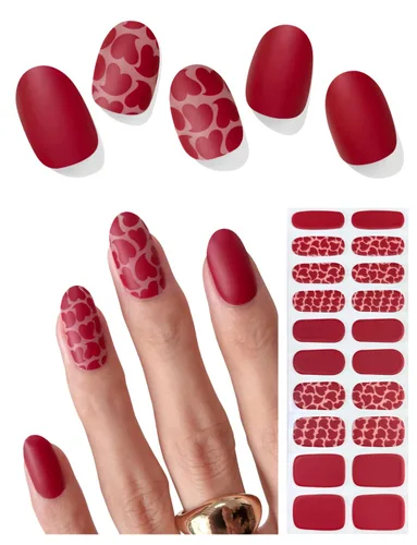 Vista 16 de AutyaMee Tiras de uñas de gel semicuradas (abeja y flor), 20 unidades de envolturas de uñas de gel, calcomanías, rosa nude, calidad de salón