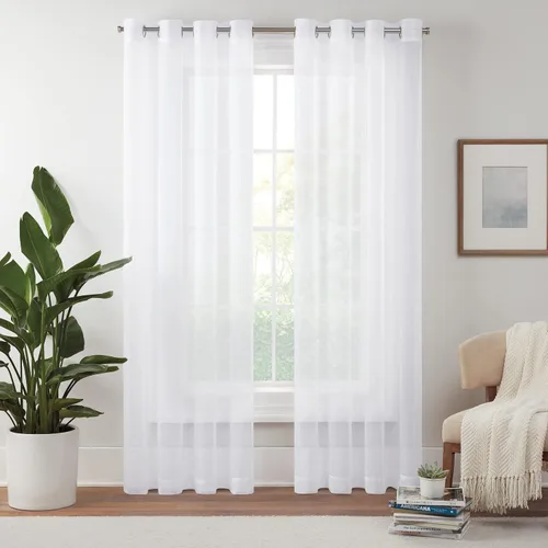 Vista 14 de Eclipse Livia - Cortina transparente con bolsillo para barra, 59 x 63 pulgadas, color negro