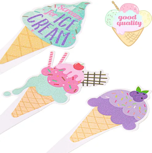 Vista 6 de 48 adornos para cupcakes de helado de verano, selecciones de pastel de cumpleaños, decoraciones de fiesta de helado para dulces temas de verano
