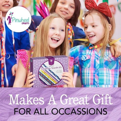 Vista 7 de Kit de Pulsera de Amistad de Pinwheel Crafts – Kit de Fabricación de Pulsera de Hilo DIY para Niñas de 8 a 12 años – 100 Hilos, Cuentas