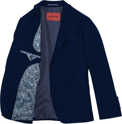 Vista 3 de Conjunto de traje formal para niños, 5 piezas, ajustado 3 piezas azul oscuro