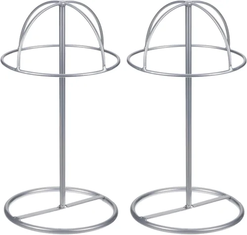 Vista 10 de uxcell Soporte de exhibición de metal para sombreros, paquete de 2 soportes independientes para sombreros de mesa y pelucas, para gorra de béisbol