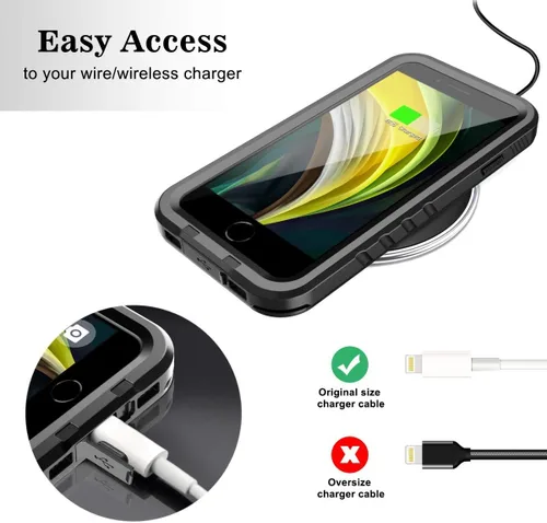 Vista 4 de SPORTLINK Funda impermeable para iPhone SE 3rd 2022/iPhone SE 2nd 2020/iPhone 7/8 - Carcasa completa a prueba de golpes y polvo con protector
