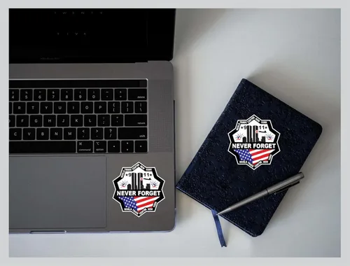 Vista 7 de PK 2 Asiatic Artisan - 9/11 Never Forget 9-11 - Adhesivo de vinilo conmemorativo para autos, camiones, camionetas, paredes, laptop, taza, botella