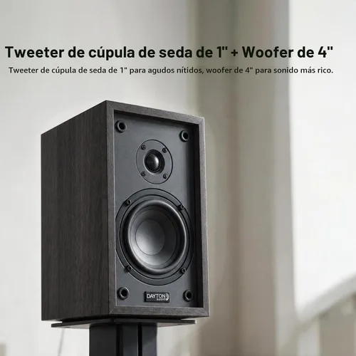 Vista 4 de Dayton Audio Classic B40A Par de bocinas de estante con Bluetooth y alimentación (Negro, 4")