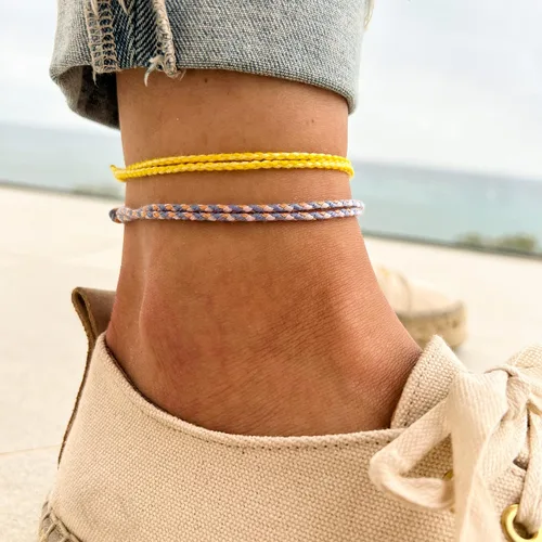 Vista 33 de Made by Nami 2 Pcs Wave String Ankle Bracelets for Women Waterproof & Adjustable Thin Braided Anklet Surfer Boho Ankle Bracelet Set of 2 Beach Multi