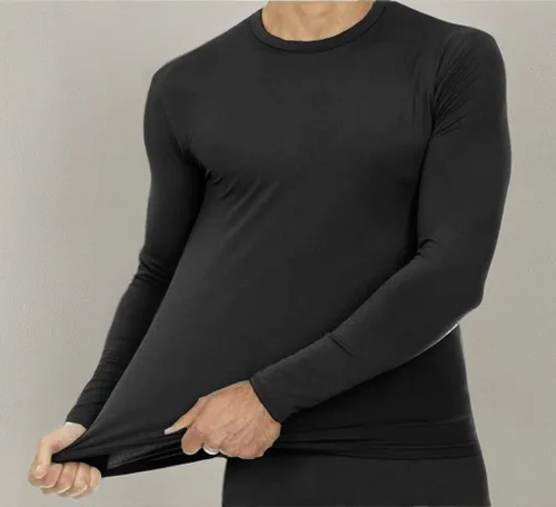 Vista 4 de 9M - Camisa térmica ultra suave para hombre, capa base de compresión, cuello redondo, ropa interior de manga larga con forro polar