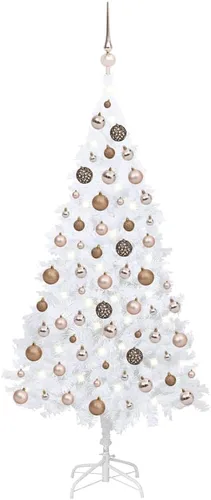 Vista 26 de 6.5ft Pre-Lit Artificial Christmas Tree with 250 LED Lights, Hinged PVC Branches, Metal Stand, and Decorative Balls for Indoor Holiday Decor Verde
