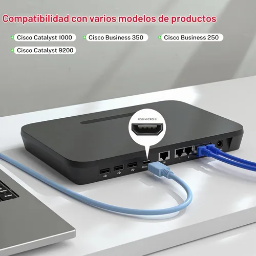 Vista 3 de Cable de consola USB a micro USB con chipset FTDI, adaptador de puerto serie RS232 para routers/switches Cisco, PLC, dispositivos de control