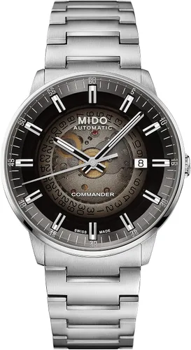 Vista 7 de MIDO Commander Gradient - Reloj automático suizo para hombres - Esfera degradada transparente - Caja de acero inoxidable de 40mm Negro y negro