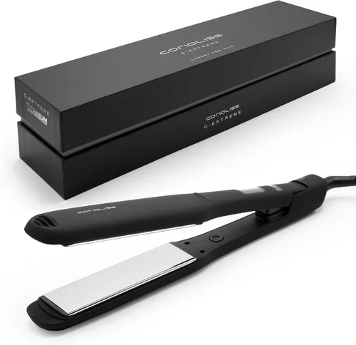 Vista 8 de Corioliss Plancha de pelo profesional extra ancha para mujer, planchas de titanio, color negro, suave al tacto Wide